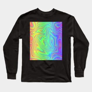 Psychedelic Rainbow Swirly Zebra Stripes Print Long Sleeve T-Shirt